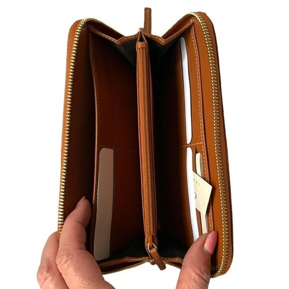 Gucci Denim Leather Trim Zip Around Wallet New - Picture 5 of 12